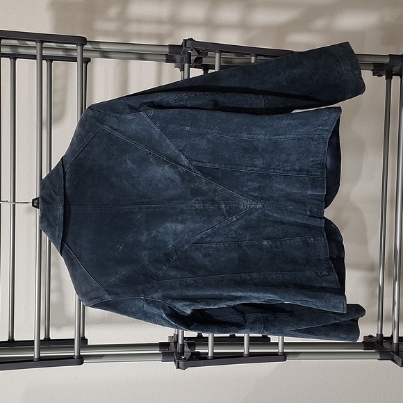 Vintage SIENA 100% Leather Women's blue jacket blazer size 8 - Picture 4 of 8